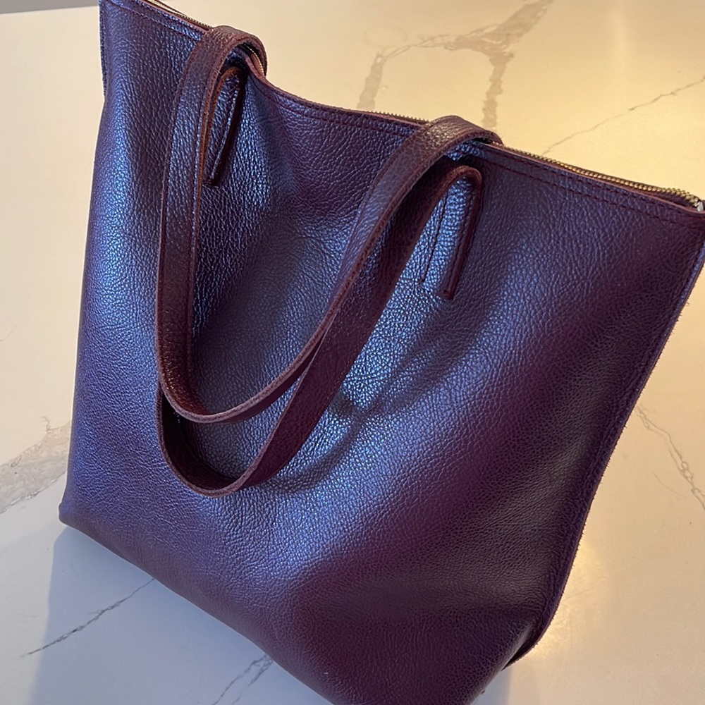 Mark and Graham burgundy leather Zip tote